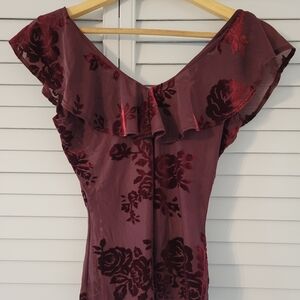 Elegant Burgundy Floral Blouse
